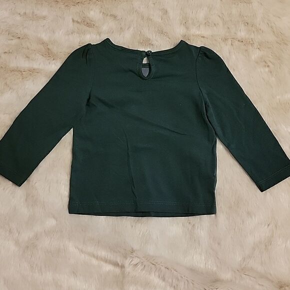 JANIE AND JACK FOREST GREEN LONG-SLEEVE TOP WITH GOLD TRIM, SIZE 6-12 MOS. - NEW - Picture 7 of 8